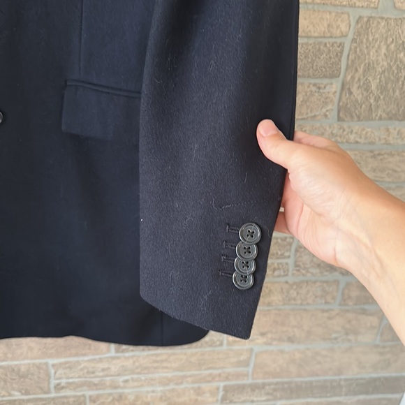 BANANA REPUBLIC Navy Blue TOP COAT Navy Blue ZIP BUTTON WOOL BLEND Large - Picture 5 of 15